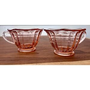 Vintage Pink Glass Octagon Tea Coffee Cup